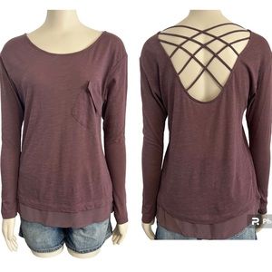 Three Paper Dolls Strappy Back Long Sleeve Top Womens‎ Medium